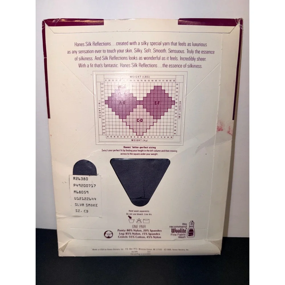 Hanes Silk Reflections Control Top Sandalfoot Pantyhose Silver Smoke 717 Size CD